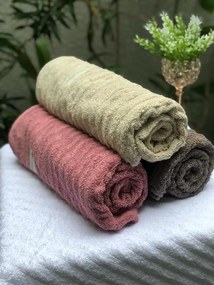 Jogo de toalha de banho 3 peças fio penteado 100% algodão - Grafite/Rose/Bege  Grafite/Rose/Bege