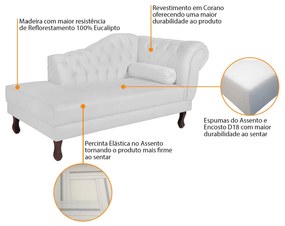 Recamier Diana 140cm Lado Esquerdo Corano Branco - ADJ Decor