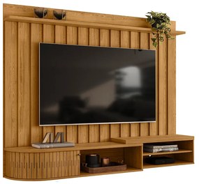 Painel TV 75 Pol 207cm Bancada Suspensa para Sala Elvano M20 - D'Rossi - Cumaru