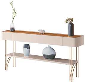 Aparador Decorativo Vivant MDP/MDF Pés de Aço Off White/Cinamomo G26 - HB Móveis