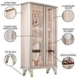 Balcão Buffet Piacente Com Cristaleira Alvora H01 Off White - Mpozenat