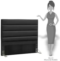 Cabeceira Casal Queen 160cm Greta Sintético Preto Z51 - Mpozenato