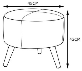 Puff Decorativo Redondo Pés Palito Couro Bege G58 - Gran Belo