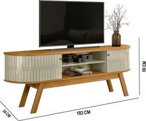 Rack TV 75 Pol 183cm Bancada para Sala Enzari M20 - D'Rossi - Cumaru e Opala