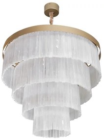 Pendente Cristal E Aluminio Dourado 80Cm Felsen