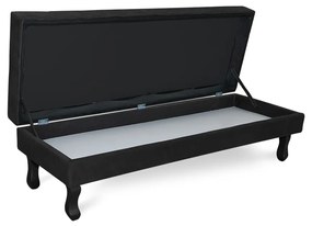 Puff Baú Decorativo Capitonê Luis XV 100x40cm Suede Preto - Sheep Estofados - Cinza