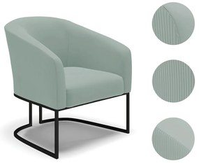 Poltrona Decorativa Industrial Preto Stella Cotelê Ext/Veludo D03 - D'Rossi - Menta