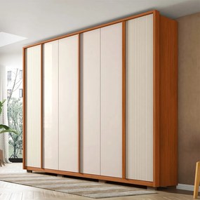 Guarda Roupa Santi Ripado com 6 Portas 4 Gavetas em MDF Freijo/OffWhite G11 - Gran Belo