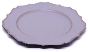 Sousplat Para Prato De Mesa Decorativo Cinza e Rosê Com Borda Irregular 33 cm - D'Rossi