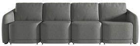 Sofá Cama Modulado Retrátil e Reclinável Decorativo Varsóvia 356cm Linho Cinza Chumbo G33 - Gran Belo