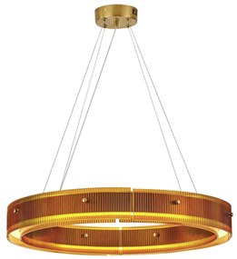 Pendente Fluted Circular Ø60Cm Led 15W 3000K Bivolt Alumínio Dourado V...