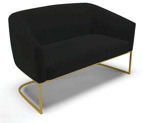 Sofá Namoradeira e Poltrona Base Industrial Dourado Stella Linho D03 - D'Rossi - A79 Preto