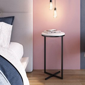 Mesa Lateral Alta Volpi Branco Base Metálica Industrial Preto 56 cm A05 - D'Rossi