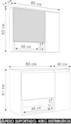 Gabinete Banheiro 80cm 3 Portas e Espelheira Taos Mel/Arenas F10 - Mpo