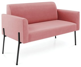 Sofá Namoradeira 2 Lugares Pé de Ferro Preto Marisa Suede D03 - D'Rossi - Rose
