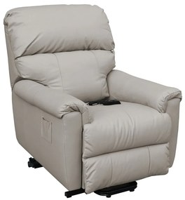 Poltrona do Papai Reclinável Elétrica com Controle Kyoto Lift Couro Off White G43 - Gran Belo