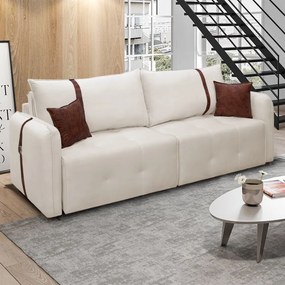 Sofá-Cama 2,30 m Retrátil e Reclinável 2 Lugares Elegance - Veludo Bege