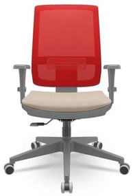 Cadeira Brizza Diretor Grafite Tela Vermelha Assento Poliester Fendi Base RelaxPlax Piramidal - 66422 Sun House