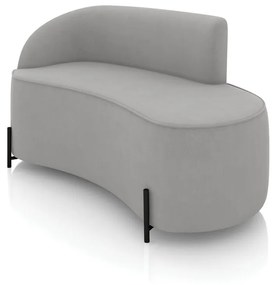 Sofá 2 Lugares Orgânico 140cm Pé Ferro Preto Morgan Suede D03 - D'Rossi - Cinza