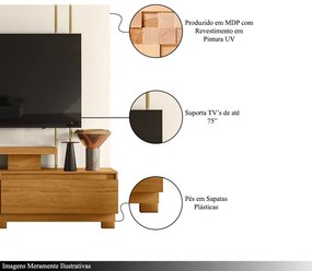 Home Theater Braun 2 Gavetas até 75 Cinamomo/OffWhite G97 - Gran Belo