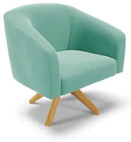 Poltrona Decorativa Giratória MA30 Kit 2 Stella Suede D03 - D'Rossi - Azul Turquesa