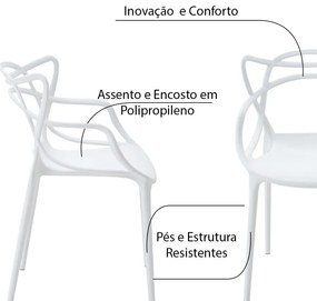 Kit 4 Cadeiras Decorativas Sala e Cozinha Feliti (PP) Branca G56 - Gran Belo