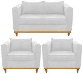 Kit Sofá 2 Lugares e 2 Poltronas Europa Suede Branco ADJ Decor