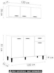 Armário de Cozinha e Balcão 120cm Classic Ripado Damasco/Off Z46 - Mpo