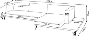 Sofá Sala de Estar Living Design Moderno 330cm Mesa Lateral Pés de Ferro Manacor Linho e PU Bege/Caramelo Manchado G93 - Gran Belo