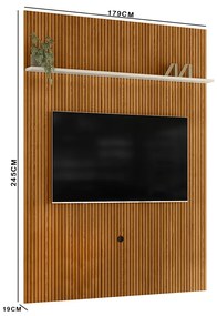 Painel TV 65 Pol 179cm Ripado para Sala Valen M20 - D'Rossi - Cinamomo e Off White