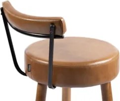 Banqueta Alta Estofada Pés Palito Tília Sintético Amarula S08 - Mpozen