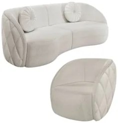 Sofá Decorativo 3 Lugares 240cm com Almofadas e Poltrona Zion Z32 Bouc