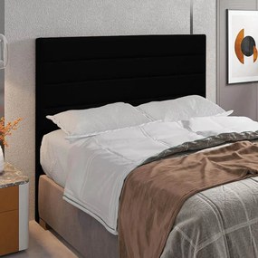 Cabeceira Casal King Cama Box 195cm para Quarto Rubi Suede M11 - D'Rossi - Preto