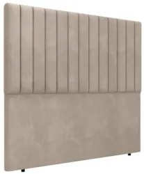 Cabeceira Cama Box Queen 160cm Estofada Plutus Veludo Bege Z04 - Mpoze
