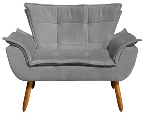 Sofá Namoradeira e 2 Poltronas Giratória MM30 Opala Suede D03 - D'Rossi - Grafite
