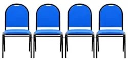 Kit 4 Cadeiras Hoteleiras Auditório Empilhável Sintético Z33 Azul - Mp