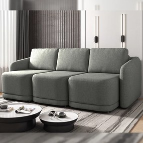 Sofá Cama Modulado Retrátil e Reclinável Decorativo Varsóvia 336cm Linho Cinza Chumbo G33 - Gran Belo
