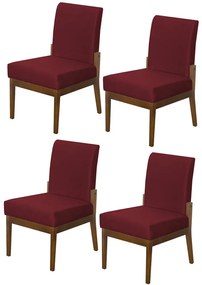 Kit 04 Cadeiras de Jantar Helena Suede Bordô - Decorar Estofados
