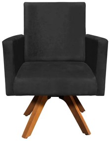 POLTRONA GIRATORIA NINA SUEDE BASE MADEI - Preto