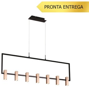 Pendente Sky 09X120Cm Preto E Cobre Led 50W 3000K Ip20 - Opus Dn 37813