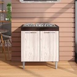 Balcão para Cooktop 4 Bocas Catarina 2 Portas Castanho/Avelã - AJL Móv