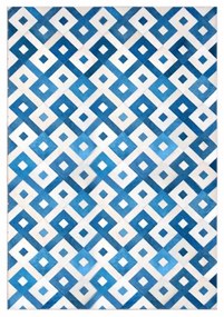 Tapete de Couro Natural Yanka Azul e Branco