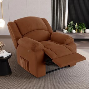 Poltrona do Papai Reclinável Sala de Cinema Madrid Power Touch Veludo Terracota G23