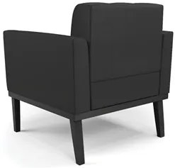Sofá Namoradeira e 1 Poltrona Base Madeira Preto Ana Sintético Preto -