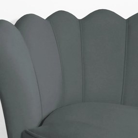 Poltrona Dália Pés Hairpin Legs Preto Veludo Cinza