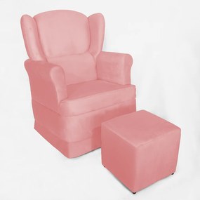 Conjunto Poltrona Ana de Amamentação com Balanço + Puff Ana Suede Rose