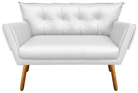 Kit 01 Namoradeira e 01 Poltrona Giratória Anitta Corino Base Madeira MA30 D'Rossi - Branco