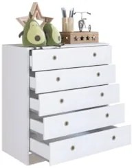 Cômoda Para Quarto Infantil com 5 Gavetas Juno Branco A05  - Mpozenato