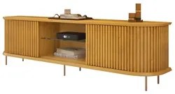 Rack Para Sala Bancada de TV 75 Pol 218cm Ripado World D04 Cedro - Mpo