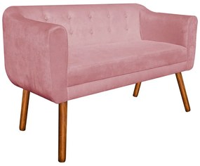 Namoradeira 02 Lugares Julia Suede Rose Pés Palito Castanho D'Rossi